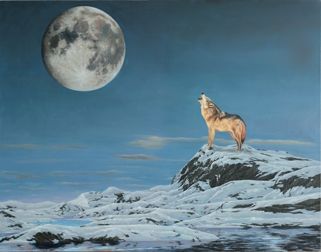 孤狼啸月120x160cm.布面油画.2016年.jpg