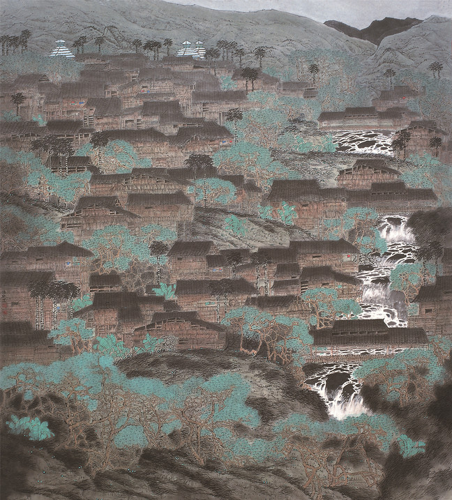侗乡暮韵200×180cm1994年.jpg 侗乡暮韵200×180cm1994年.jpg