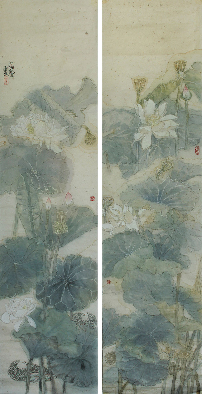 崔福庆《荷塘清风》2017-纸本138cmx70cm.jpg