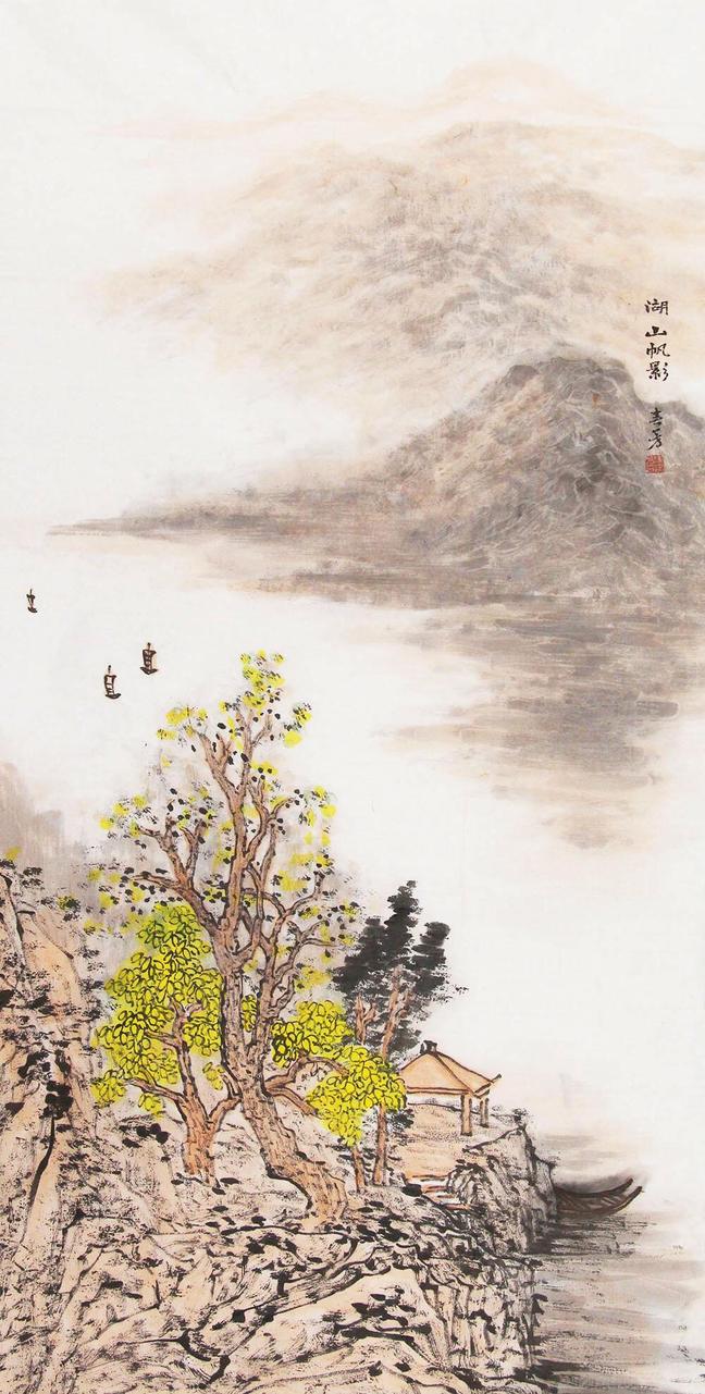 博宝·资讯 | 陈春芳国画山水作品赏析:湖山帆影,景色宜人