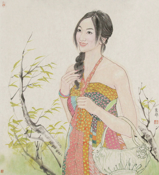 博宝·资讯 | 惠菲国画人物作品赏析:绘画的女孩风情万种,具有开心