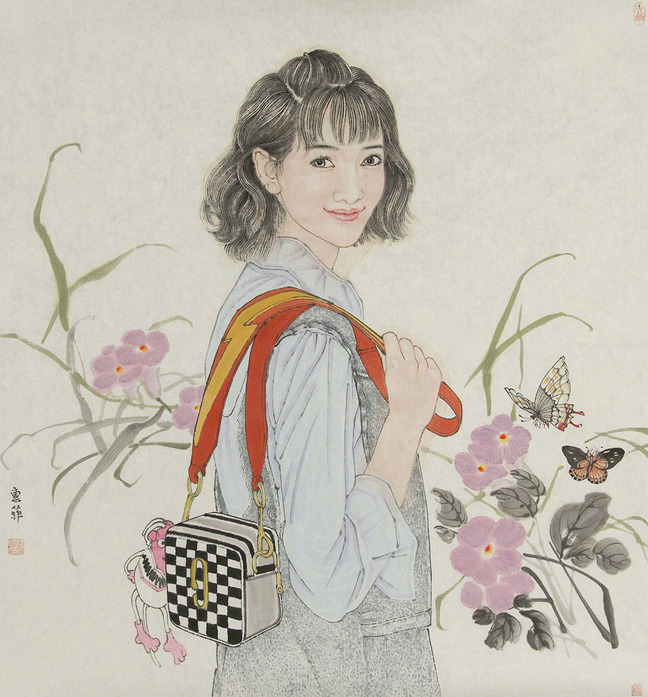 博宝·资讯 | 惠菲国画人物作品赏析:绘画的女孩风情万种,具有开心