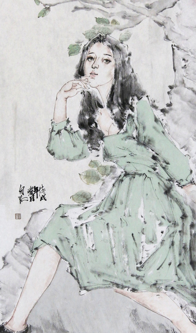 刘向明国画人物作品赏析:青春女性的艺术再现,生活情调的写意表达