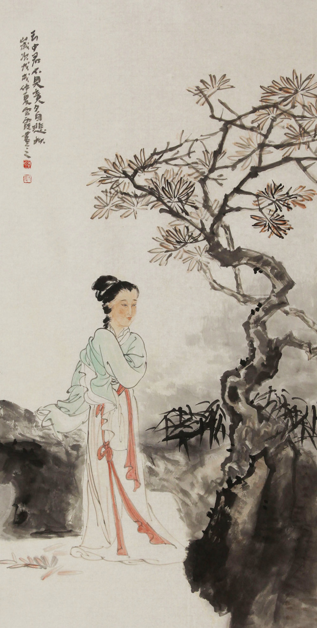 博宝资讯周云霞国画人物作品赏析侧重表达人物内心世界有一种向往在