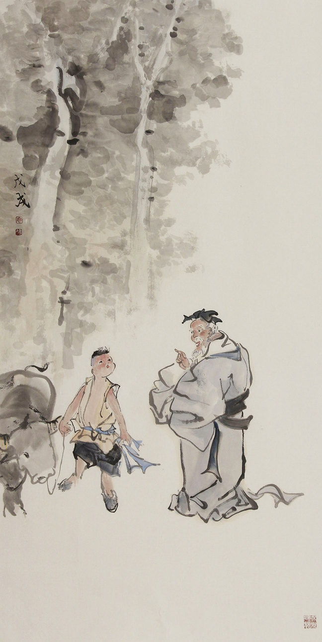 博宝·资讯 | 高栋国画人物作品赏析:表现古代孩童和老人之乐,情境
