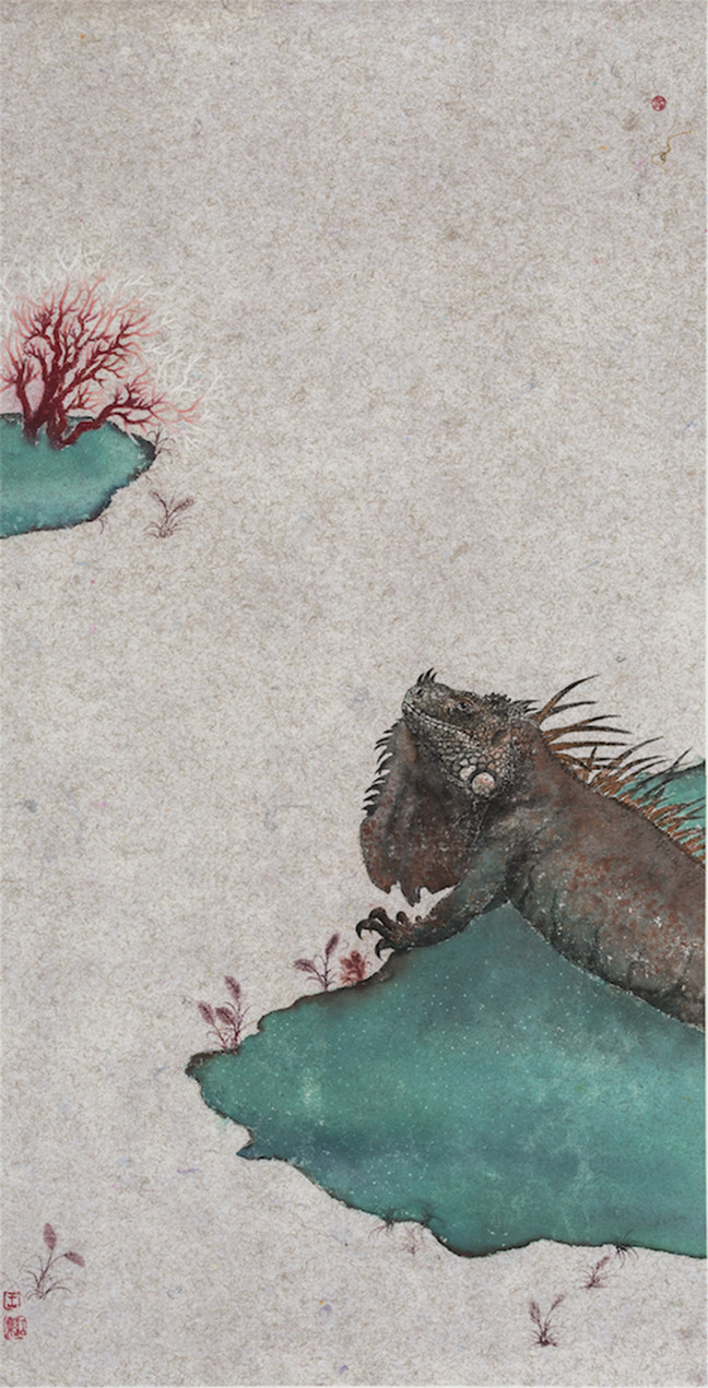 19 王红果  红枝系列（四）  90×47cm  纸本设色  2018.jpg