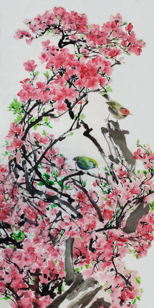 丁密金《杜娟花》136×68㎝宣纸水墨  2020年作  .jpg